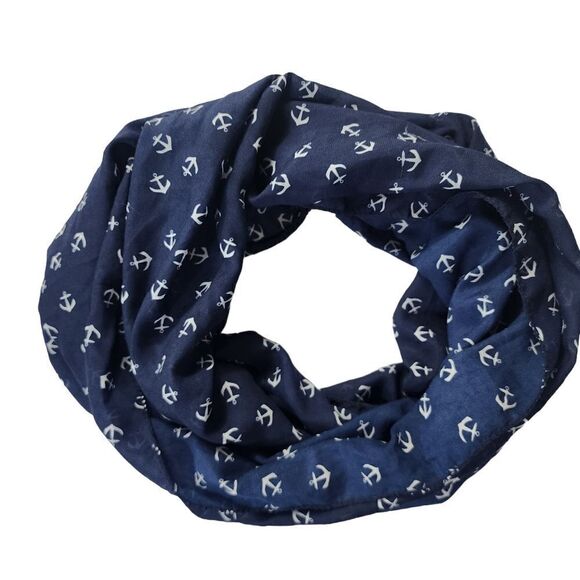 Ella Jonte  Blue White  Anchor  Infinity Scarf - Picture 3 of 5